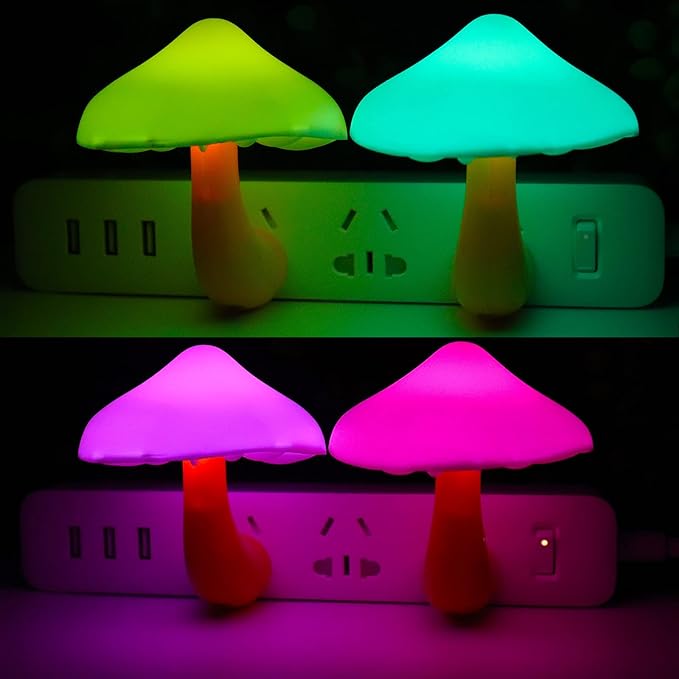 AUSAYE Sensor LED Night Light Plug in Lamp Mushroom Night Light 7-Color Changing Magic Pretty Mushroom-Shaped Night Lights for Adults Kids NightLight