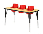 3-Seat Feeding Table (Maple Top, Red Seats, Black T-Mold)