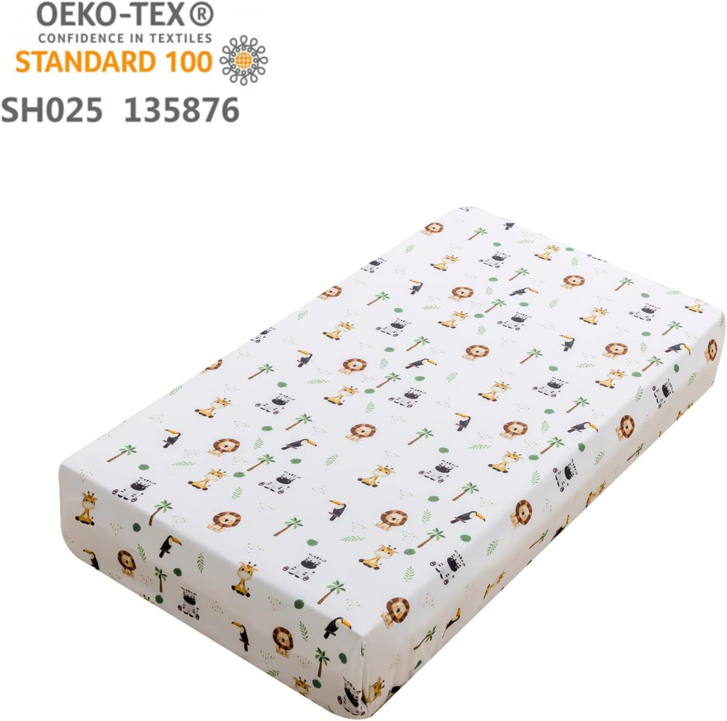 Safari Animal Bedding Set for Baby Boys Girls, 3-Piece Crib Set Including Sheet, Comforter & Skirt, Standard Size