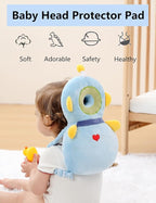 JunNeng Toddler Baby Head Protector Backpack for Toddler Walker with Knee Pads&Anti-Slip Socks, Robot Blue