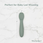 WeeSprout Baby Spoons for Self Feeding 6 Months +, Soft & Durable Silicone Utensils for Sensitive Gums & Teeth, Easy Grip Handles & Shorter Length for Little Hands, 3 Pack + Carrying Case