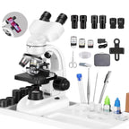 Compound Binocular Microscope,WF10x and WF25x Eyepieces,40X-2000X Magnification, LED Illumination Two-Layer Mechanical Stage,Microscope for Adults…