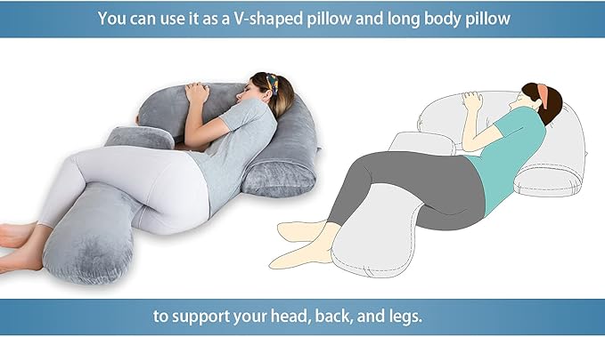 INSEN Pregnancy Pillow for Sleeping,Maternity Body Pillow for Pregnancy Women,Pregnancy Support Pillow for Back, Hip Pain,Grey