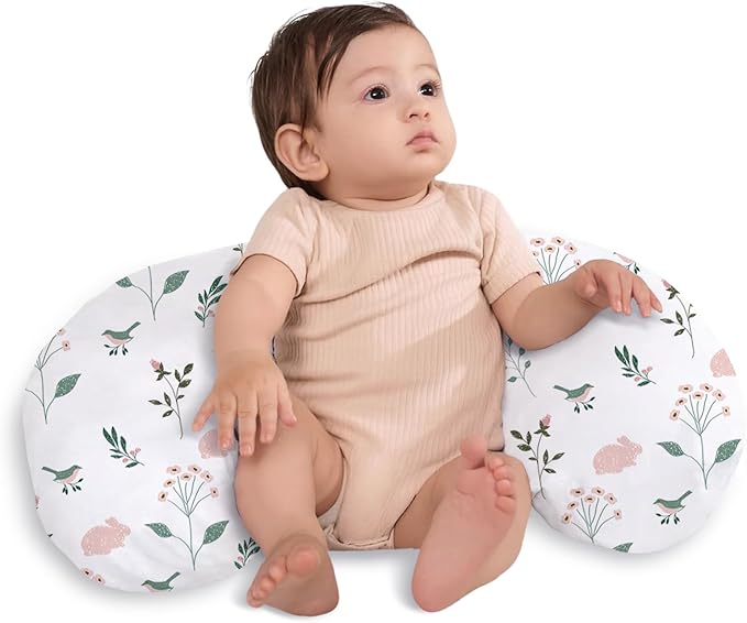 Little Grape Land Nursing Pillow,Upgraded Breast Feeding Pillow for Mom,Breastfeeding & Bottle Feeding for 0–15 Months, Soft Machine Washable Cover with Firm Breathable Filling, Tummy Time,Bunny