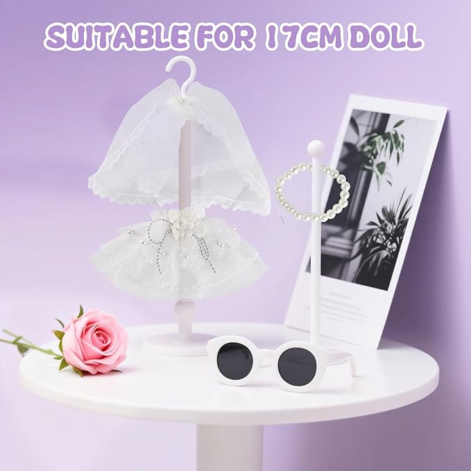 17cm Doll Clothes & Accessories Set，Luxe Bride Outfits, Handmade Veil & Simulated Pearl Necklace - for Ceremonies, Displays, Collectors & Gifts/Doll Wedding Dress/Sweet Meadow