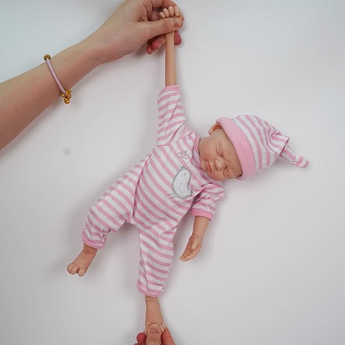 12" Silicone Full Body Reborn Baby Doll Lifelike Closed Eyes Sleeping Pretty Baby Girl Realistic Newborn Doll Real Life Baby The Look Real Babies Dolls