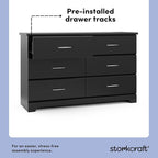 Storkcraft Brookside 6-Drawer Dresser (Black) – GREENGUARD Gold Certified, Black Dresser for Bedroom, Kids & Nursery Storage Chest, Safety Interlocking Drawers, Pre-Installed Tracks, Kids Chest