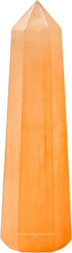 Amazing Gemstone Orange Selenite Crystal Towers ~ Natural Healing Crystal Point Obelisk for Reiki Healing and Crystal Grid (3- Inch)
