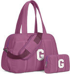 Duffle Bag with Initial, Spend The Night Bags for Women，Overnight Bag with Wet Pocket，Lightweight Travel Bags Personalized Gym Tote with Makeup Pouch