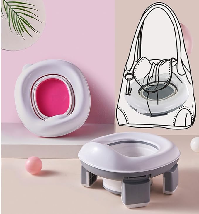 Kids Travel Potty | Foldable Car Potty | Potty Training Toilet w/Travel Bag & Potty Liners for Indoor and Outdoor (Blue)