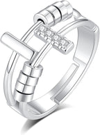 INFUSEU Funny Spinner Fidget Rings for Women Girls Anti Anxiety Stress Worry, Adjustable Size