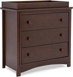 Delta Children Perry 3 Drawer Dresser with Changing Top and Interlocking Drawers, Walnut Espresso