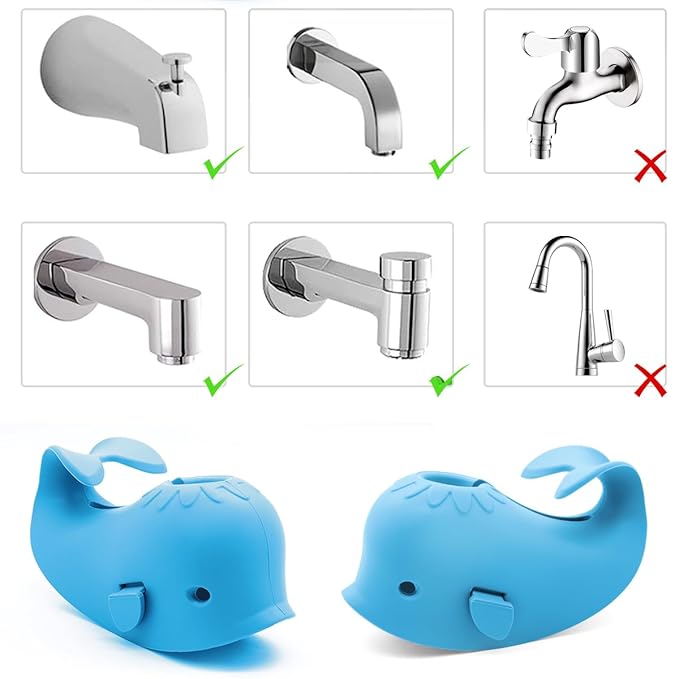 Baby Bathtub Faucet Cover, Baby Safety Protection Silicone Toys, Bath Spout Cover Baby Bathtub, Faucet Cover Baby Bathtub Silicone Whale for Kids, Toddler, Infant, Gifts for Children