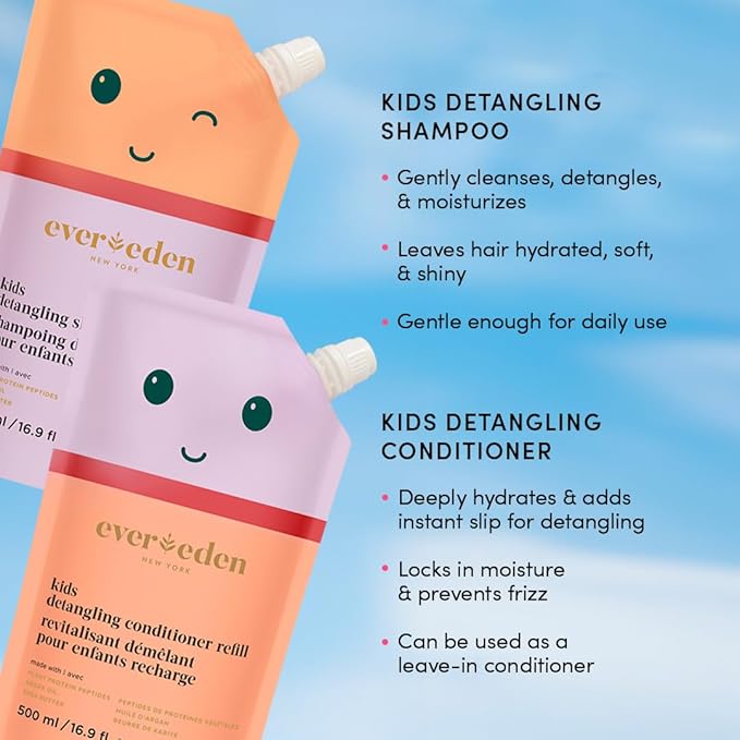 Evereden Kids Shampoo Refill, 16.9 fl oz | Detangling, Clean, Non-Toxic Ingredients | Gentle Kids Haircare