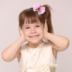 Birthday Hair Bow for Baby Girls 1 2 3 4 5 6 Year Old Sprinkle Hair Clips Happy Birthday Decorations for Girls Toddlers With Pom-Poms Ice Cream Candy Party Pink Hair Accessories for 6th Sweet Party