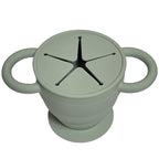 BraveJusticeKidsCo. | Snack Attack II Snack Cup | Collapsible Silicone Snack Container | Toddler and Baby Snack Catcher Lid (Desert Sage)