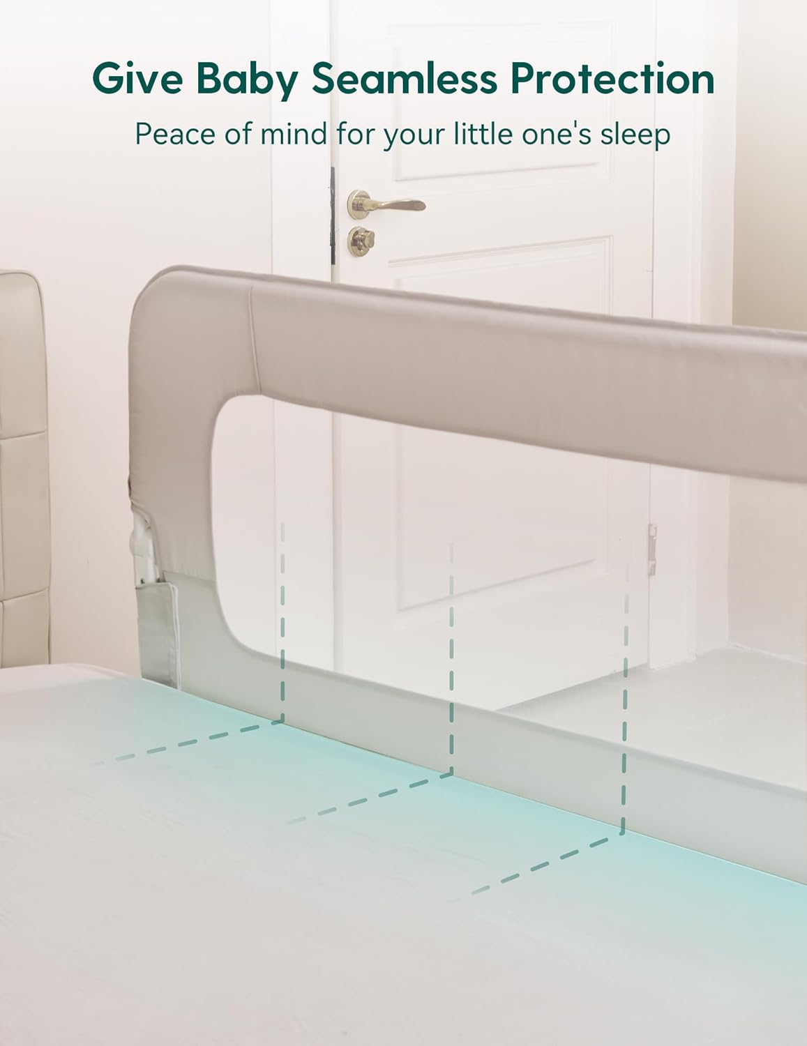 BABELIO Bed Rail for Toddlers, 43" Wide Swing Down & Adjustable Height Toddler Bed Rails for Kids/Elderly/Adults, Baby Side Railing for Twin/Full/Queen/King Size