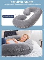 INSEN Pregnancy Pillow,Maternity Body Pillow with Velvet Cover,C Shaped Body Pillow for Sleeping (Grey)