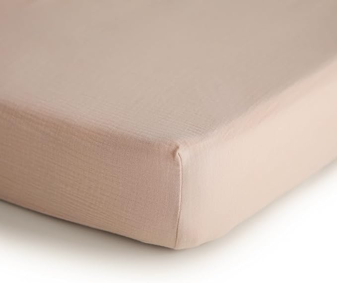 mushie Extra Soft Muslin Fitted MINI Crib Sheet | 24"x 38" (Blush)
