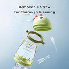 bc babycare Straw Sippy Cups for Toddler, No Spill Sippy Cups for Baby 1+ Year Old, Transition Weighted Sippy Cup with Straw and Strap, 10oz/300ml, Green