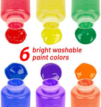 Kids Painting Set, Washable Paint for Kids 6 Colors, 7 Paintbrushes, Paint Palette, Non-Toxic Toddler Painting Set 2 oz Each, Tempera Paints for Art, Crafts, Finger Paints