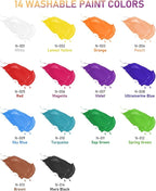Nicpro 14 Colors Large Washable Paint Set for Kid (16.9 oz, 500 ml), Acrylic Bulk Paint Supplies Non Toxic Children Tempera Paint for Art, Craft DIY, Poster & Finger Paint, School, Party, Classroom
