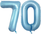 GOER Number 70 Balloons for 70th Birthday Party Decorations,42 Inch Jumbo Foil Helium Balloons for 70th Anniversary (Light Blue)