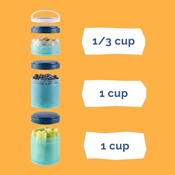 Whiskware Disney Pixar Stackable Snack Containers for Kids and Toddlers, 3 Stackable Polypropylene Snack Cups for School and Travel, Toy Story Woody and Bullseye