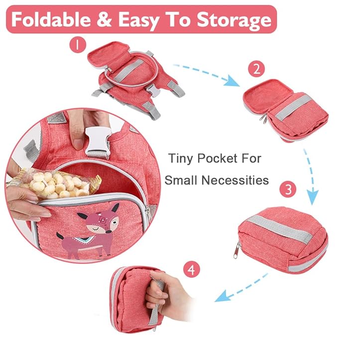 Toddler Harness Leash + Anti Lost Wrist Link, Accmor Kids Harnesses Children Leashes for Girls, Cute Deer Baby Walking Holder Anti-Lost Bracelet Strap Tether for Outdoor Keep Kids Close (Pink)