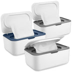 3 Pieces Baby Wipes Dispenser Baby Wipe Holder Container Case with Sealing Design Refillable Box Keeps Wipes Fresh Easy Open and Close for Bathroom Nursery