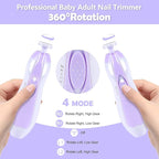 Baby Nail Trimmer Electric, 6 in 1 Baby Nail File Clippers Infant Grooming Kit Manicure Set for Toddler or Adults, Purple