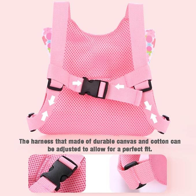 PandaEar Toddler Leash Harness and Anti Lost Wrist Link, 3 in 1 Kids Safety Harnesses with Leash, Child Anti-Lost Leash Walking Wristband Assistant Strap Belt for Baby Girls -Pink