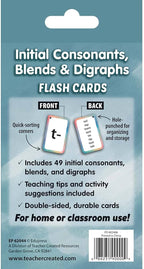 Teacher Created Resources Initial Consonants, Blends & Digraphs Flash Cards (EP62044) 3-1/8" x 5-1/8"