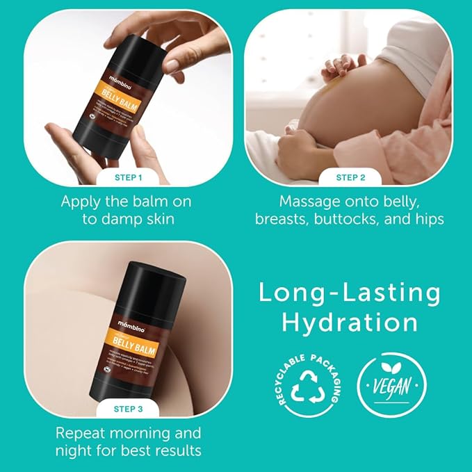 Mambino Organics Oh Baby! Belly Balm for Pregnant Women, Organic Shea Butter, Tamanu Oil and Calendula, Helps Reduce Stretch Marks in Pregnancy, Vegan, Maternity Skin Care, 2.5 fl oz