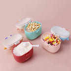 Bebamour Baby Formula Dispenser On The Go, Formula Container to Go, Formula Holder for Travel, Candy Fruit Snack Storage Container with Scoop and Leveller (Light Green Cow)