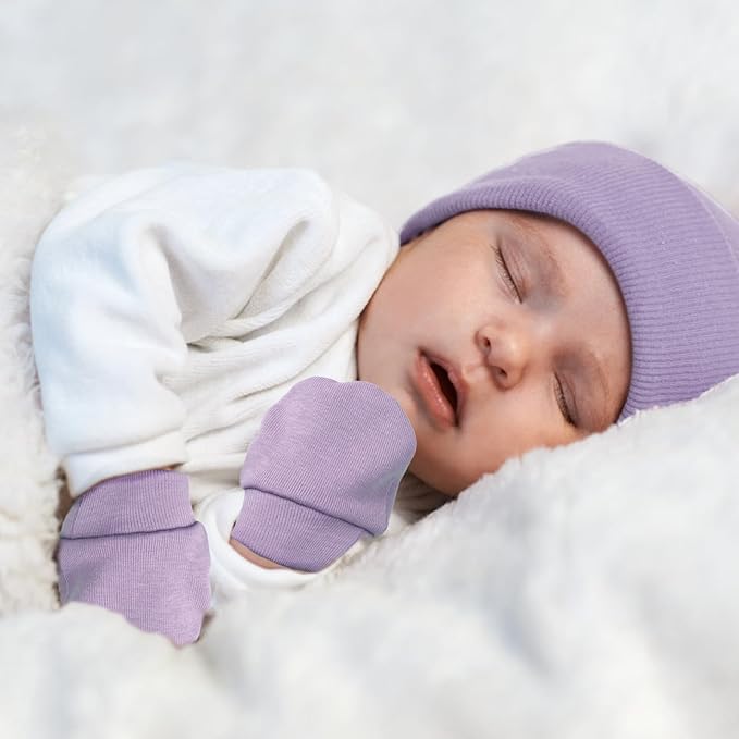Newborn Baby Mittens No Scratch Cotton Elastic Wrist Gloves Infant Toddler Mittens for Baby Boy Girl 0-6 Months