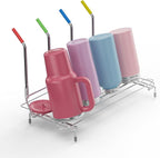 Bottle Drying Rack Stainless Steel Fold Water Bottle Drying Rack Organizer with Straw Holder for Baby Bottles,Cups, Mugs and Glass, Sports Bottles Dryer Countertop