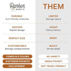 Parker Baby Co. Diaper Caddy - Nursery Storage Bin and Car Organizer for Diapers and Baby Wipes - Oatmeal, Large