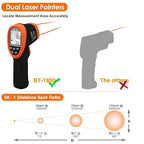 BTMETER BT-1800 Non Contact Pyrometer High Temperature Infrared Thermometer Gun -58°F ~3272°F (-50~1800℃) DS 50:1 for Metal Melting Furnace Forge Kiln Tempe Tester (Not Accurate for Human Temp)