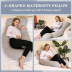 Chilling Home Pregnancy Pillow, J Shape Pregnancy Pillows for Sleeping, Body Pillow for Sleeping, Body Pillows for Adults, Maternity Pillow, with Jersry Removable Cover, Grey