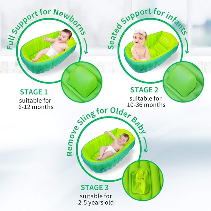 | Inflatable Baby Bathtub,Newborn Bathtub Seat for Infant,Non-Slip Baby Pool for Sitting up,Foldable Toddler Tub Shower,Portable Travel Bath for Kids 0-6 Year