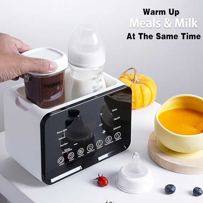 Double Bottle Warmer and Steri-lizer, 8-in-1 Fast Baby Milk Warmer with Timer for Breastmilk or Formula, Multifunctional Bottle Warmer with Food Heater Defro