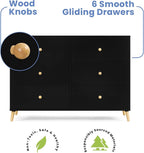 Delta Children Essex 6 Drawer Dresser, Black/Natural