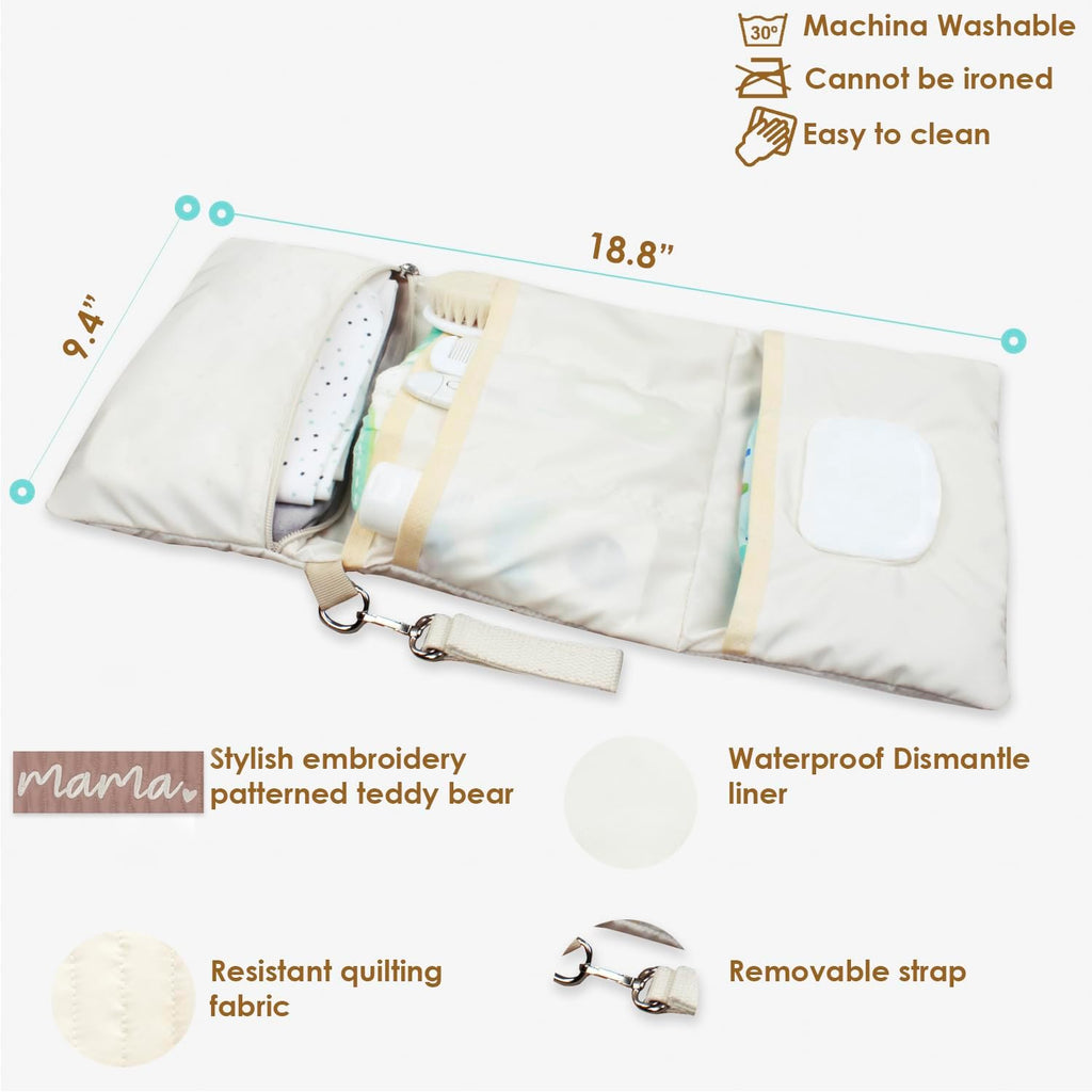 Baby Bag Organizer, Waterproof Mini Diaper Bag, Foldable Mom Travel Set, Diaper Organizer, with Gift for Baby Shower (Coffee)