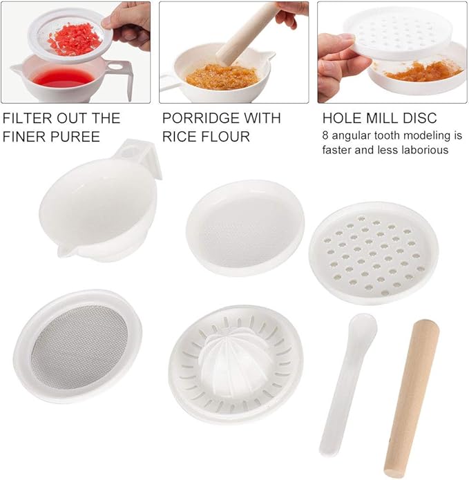 Infant Food Supplement Grinder - Manual Grinding Bowl for Baby Puree - Portable Multi-Function Cooking Machine for Homemade Kids Food