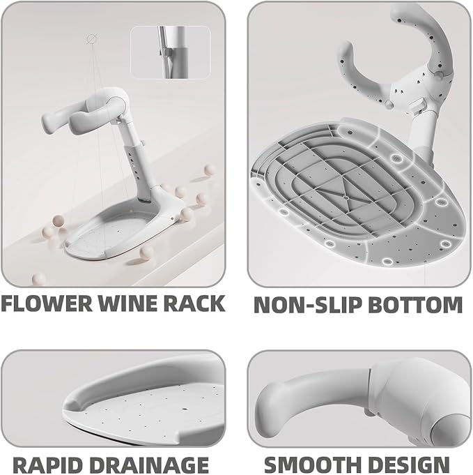 Toddler Bath Stand-ABS & TPE Material, Foldable & Adjustable 5 Levels Infant Bath Seat for Babies 6 Months to 3 Years Old, Non-Slip|Easy to Clean|Convenient for Travel, No Assembly Need
