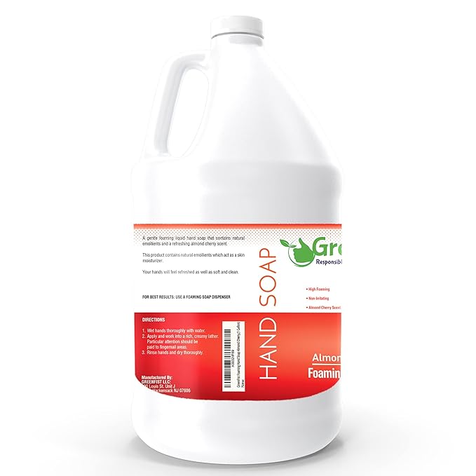 GreenFist Foaming Hand Soap Refills Almond Cherry Scent Jug Foam Refill Made in USA, 128 ounce (1 Gallon)