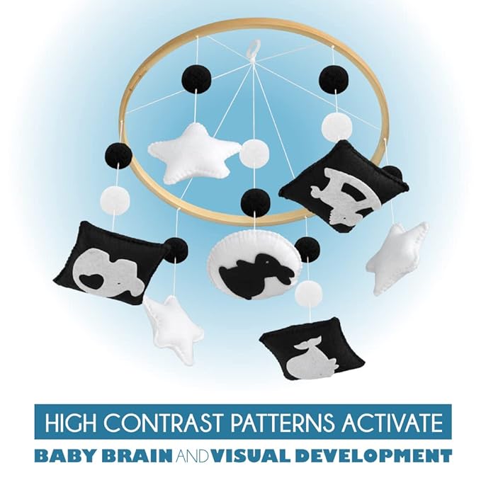 Montessori Mobile Baby for Crib - Black and White Mobile Give Visual Stimulation to Engage Your Newborn - Baby Crib Mobile for Boys & Girls - Baby Mobile for Crib