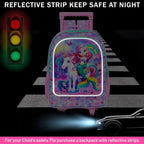 Girls Rolling Backpack, Cute Mermaid Roller Wheels Kids Bookbag - Wheeled Elementary School Bag - 3PCS Mermaid