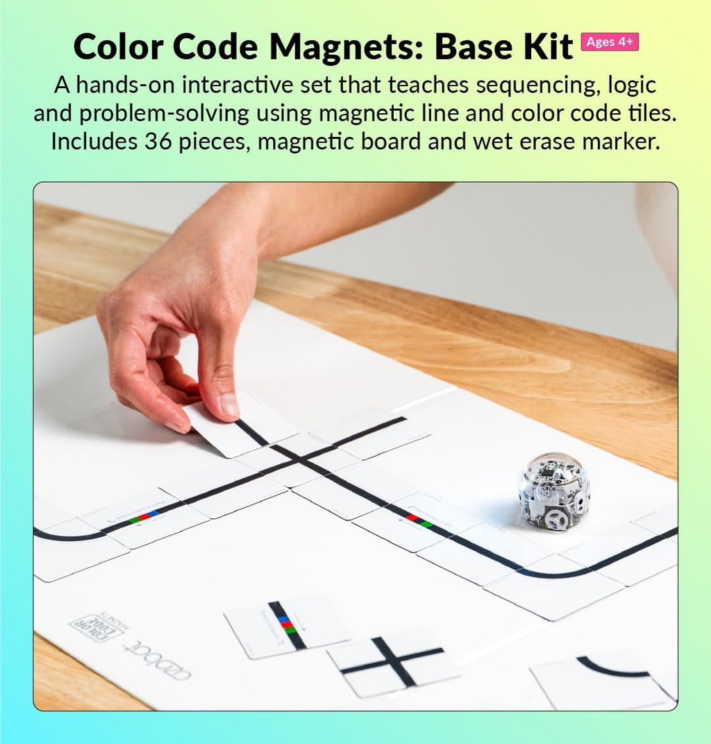 Color Code Magnets Base Kit: Interactive Coding Learning Tool for Kids Ages 5+, Enhances Logic & Problem-Solving Skills, Classroom Education, 36 Tiles, Evo Required Not Included